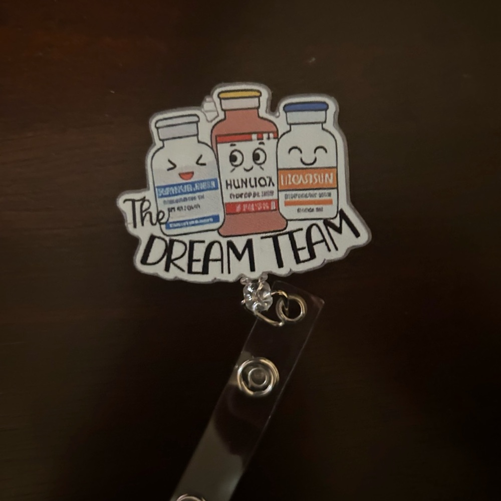 The Dream Team Cute Medicine Badge Reel - White, Pink, Blue